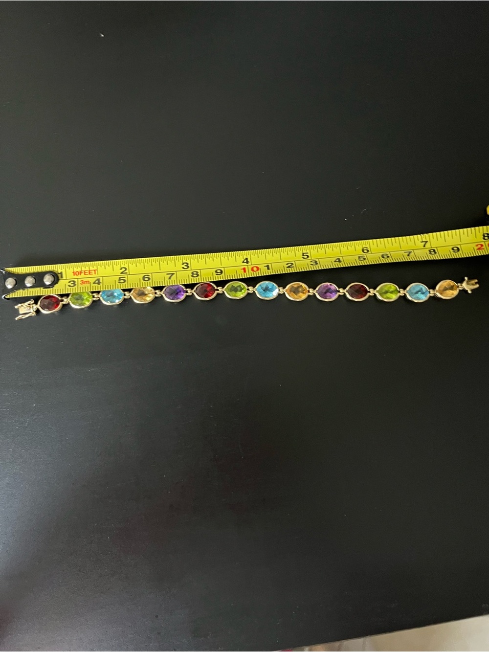 Multicolor Gemstone Tennis Bracelet in 14K Gold Setting - Picture 2 of 7